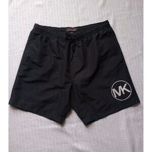 Michael Kors Mens XL Black Swim Trunks With White MK Logo